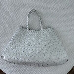 Dragon Diffusion White Woven Leather Tote